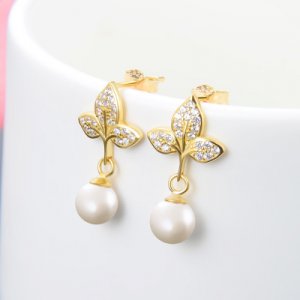 Gold 925 Sterling Silver Drop Earring